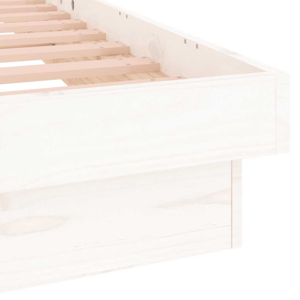 LED Bed Frame without Mattress White 90x200 cm Solid Wood