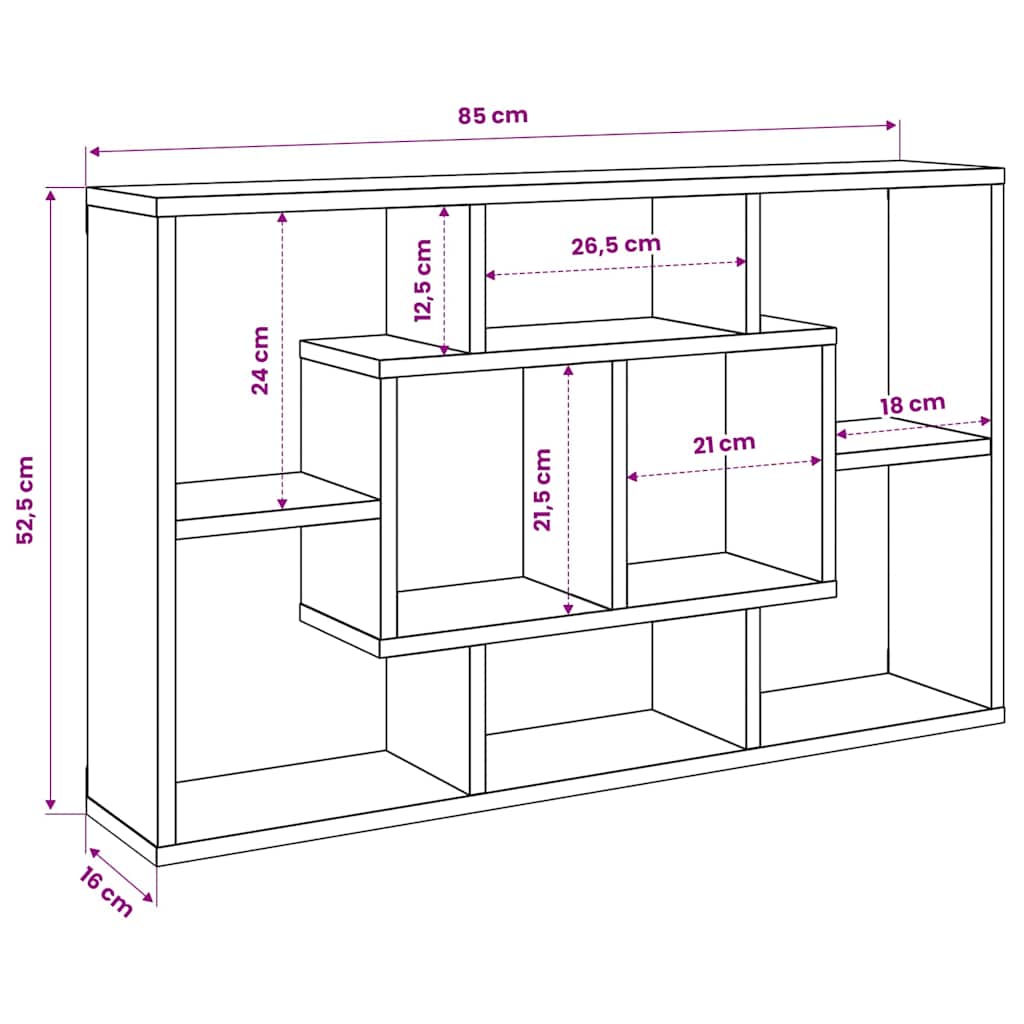 Wall Shelf White 85x16x52,5 cm Engineered Wood