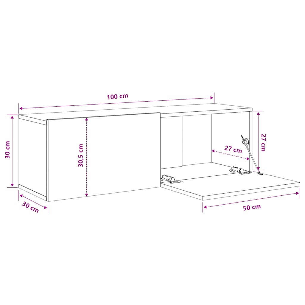 2 Piece Wall-mounted TV Cabinet Set White 100x30x30 cm Engineered Wood