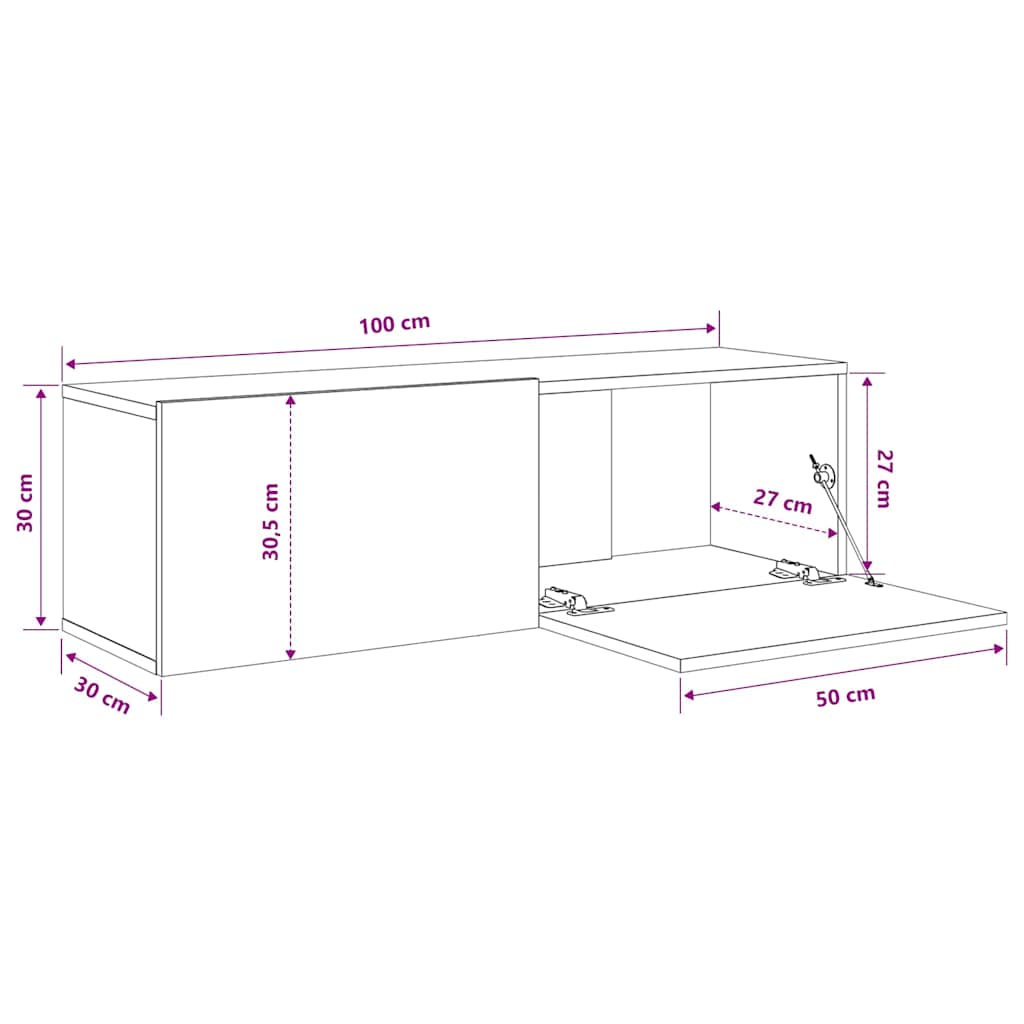804548 vidaXL 2 Piece Wall-mounted TV Cabinet Set Concrete Grey 100x30x30 cm Engineered Wood