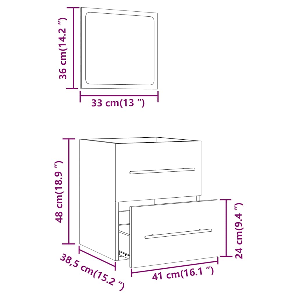 Bathroom Cabinet with Mirror White 41x38,5x48 cm