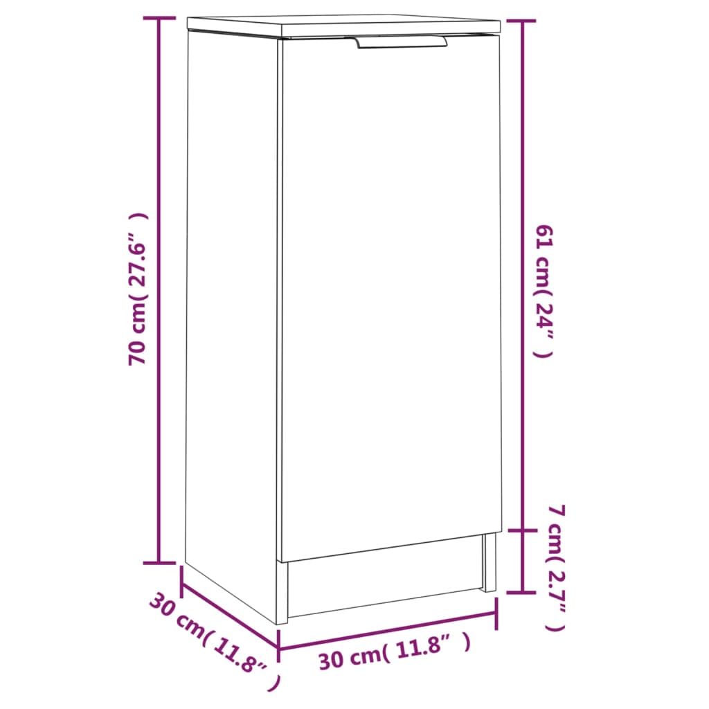 Sideboard White 30x30x70 cm Engineered Wood