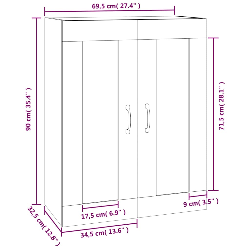 Hanging Wall Cabinet White 69,5x32,5x90 cm