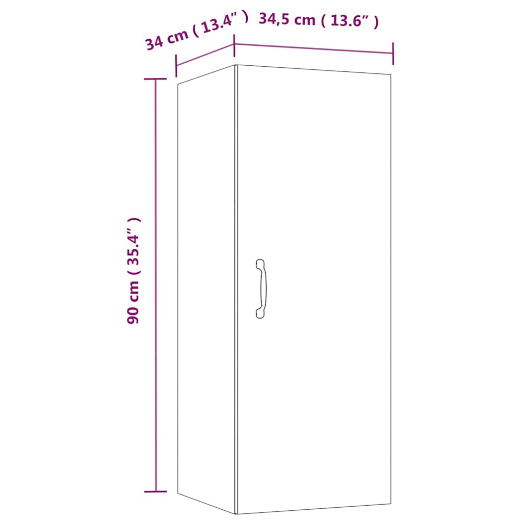 Wall Cabinet Concrete Grey 34,5x34x90 cm Engineered Wood