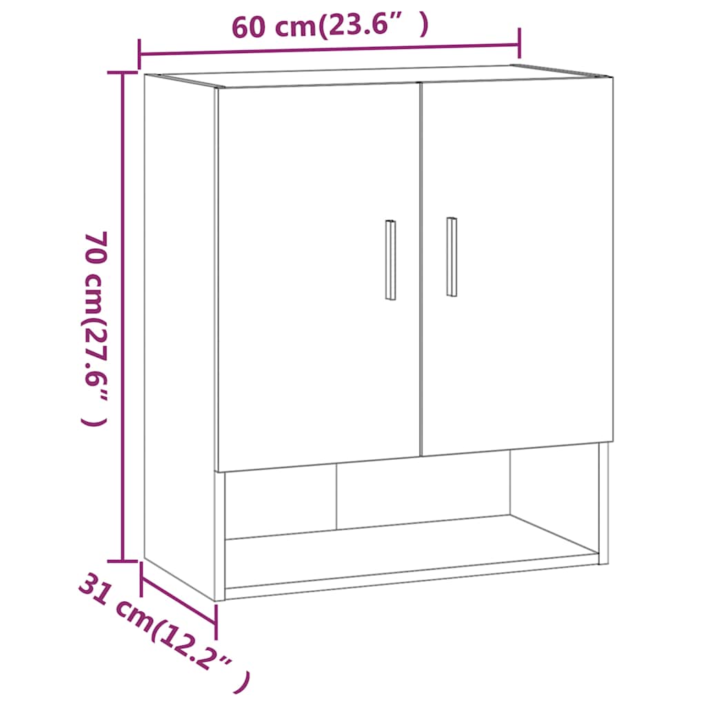 812870 vidaXL Wall Cabinet White 60x31x70 cm Engineered Wood