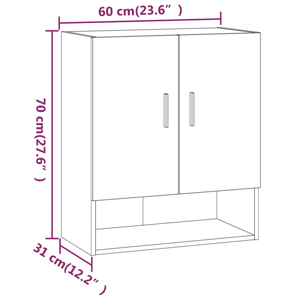 812874 vidaXL Wall Cabinet Concrete Grey 60x31x70 cm Engineered Wood