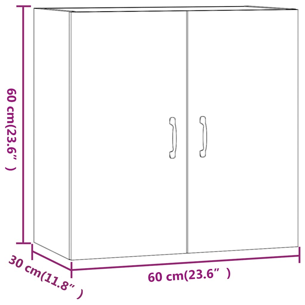 812901 vidaXL Wall Cabinet Concrete Grey 60x31x60 cm Engineered Wood
