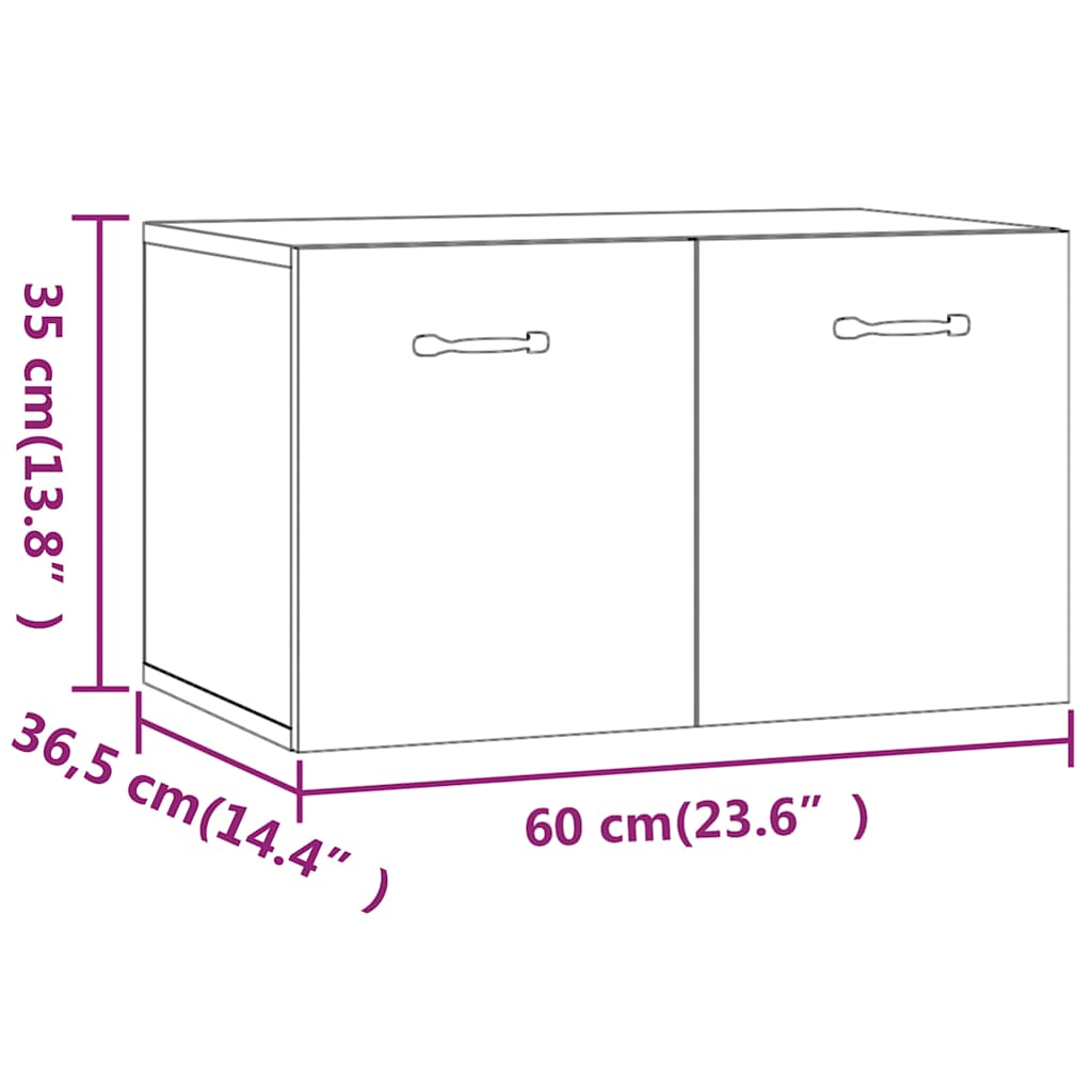 812915 vidaXL Wall Cabinet White 60x36,5x35 cm Engineered Wood