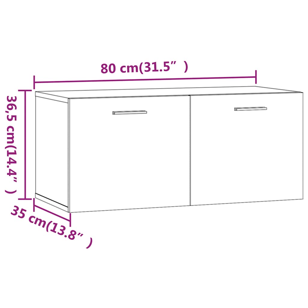 Wall Cabinet White 80x35x36,5 cm Engineered Wood