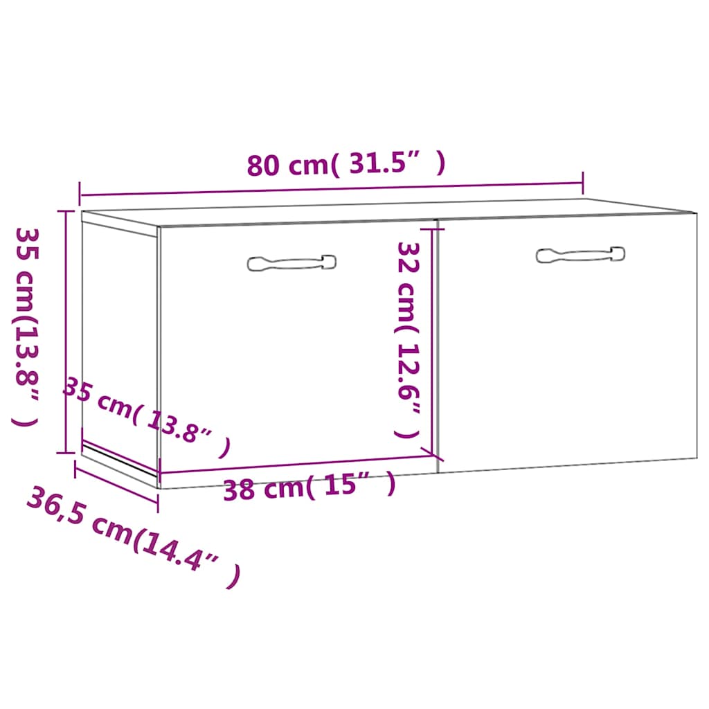 Wall Cabinet White 80x36,5x35 cm Engineered Wood