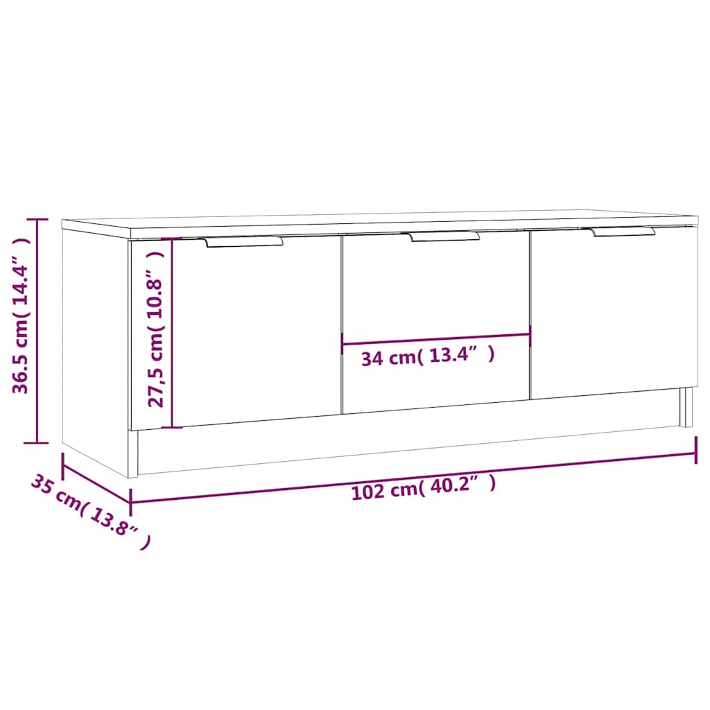 TV Cabinet Grey Sonoma 102x35x36,5 cm Engineered Wood