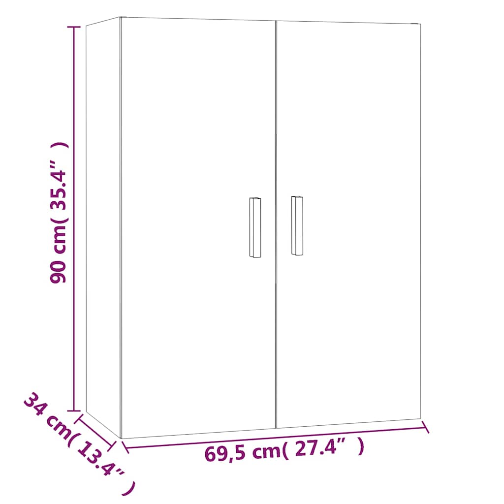 Hanging Wall Cabinet Smoked Oak 69,5x34x90 cm