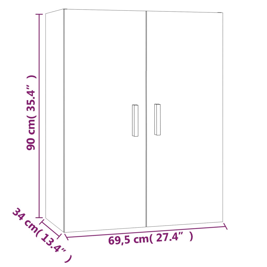 Hanging Wall Cabinet Grey Sonoma 69,5x34x90 cm