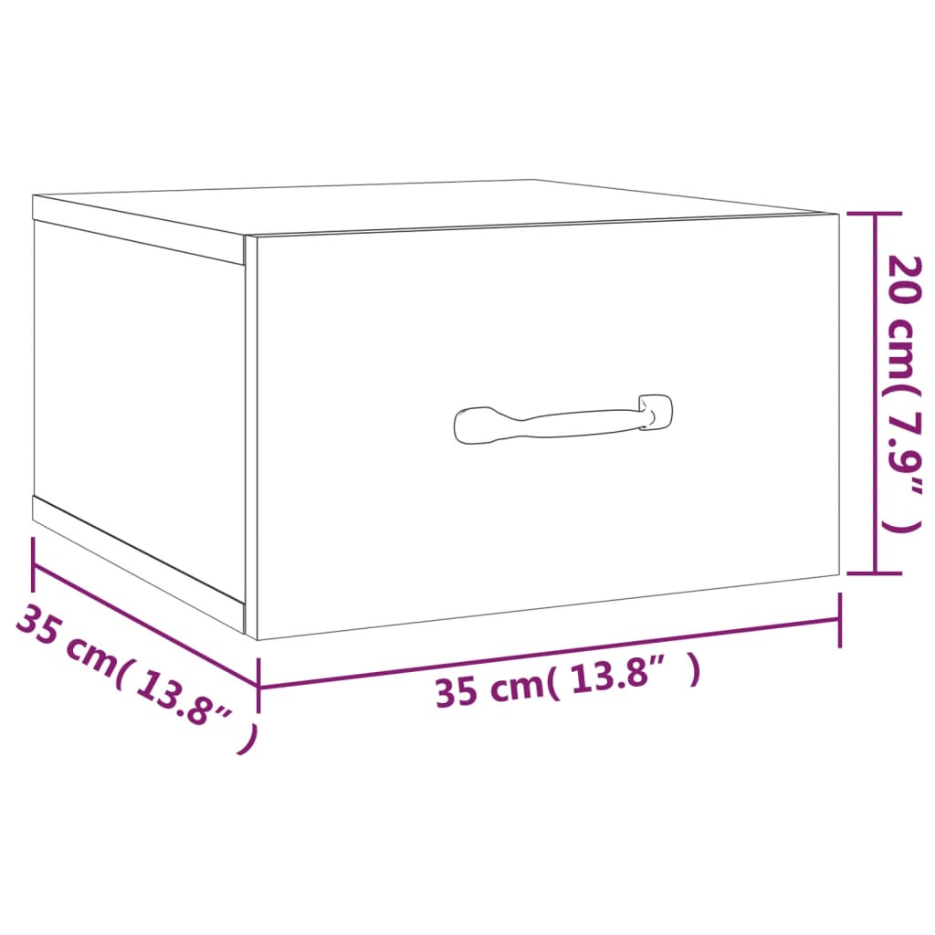 817581 vidaXL Wall-mounted Bedside Cabinet Grey Sonoma 35x35x20 cm