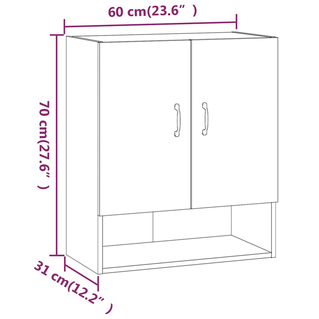 817588 vidaXL Wall Cabinet Smoked Oak 60x31x70 cm Engineered Wood