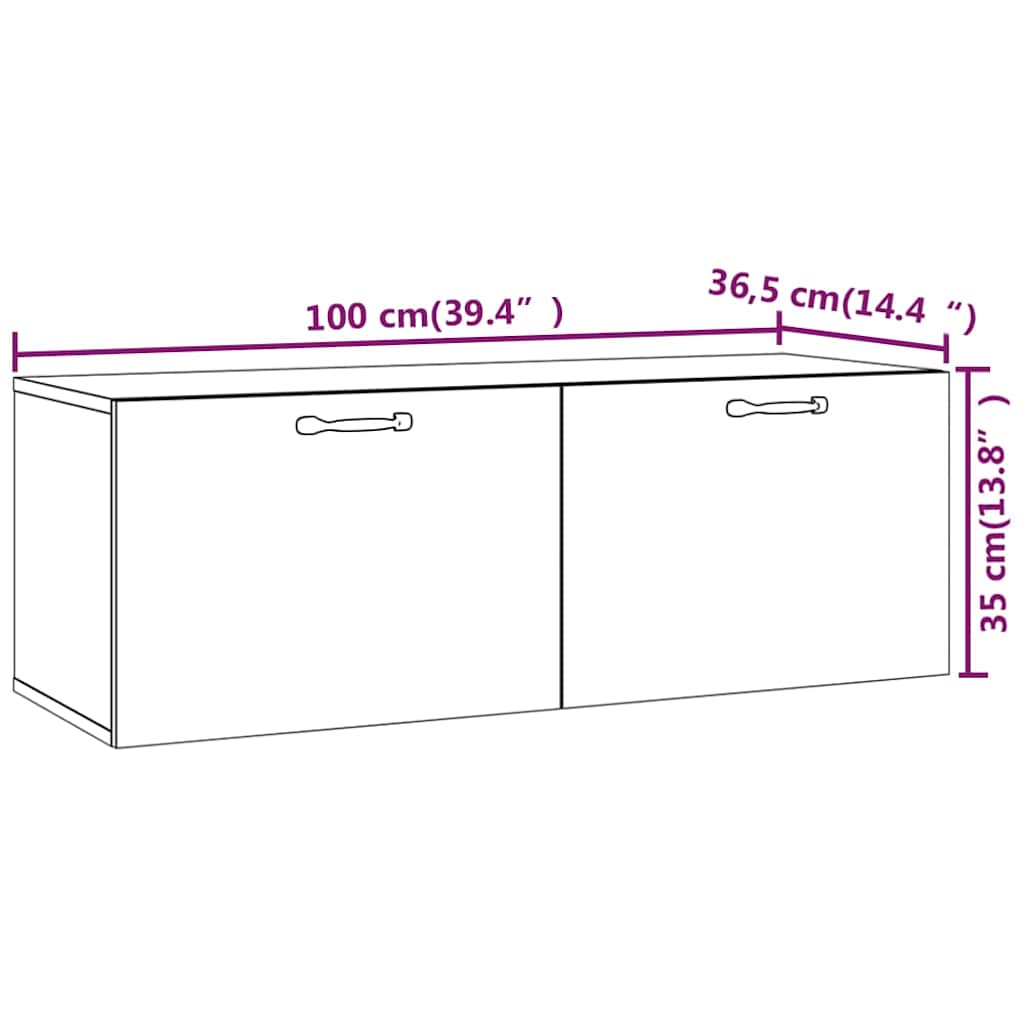 817612 vidaXL Wall Cabinet Smoked Oak 100x36,5x35 cm Engineered Wood