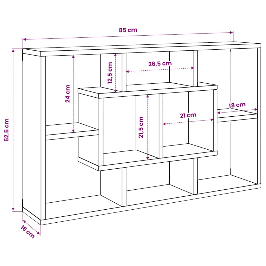 Wall Shelf Grey Sonoma 85x16x52.5 cm Engineered Wood