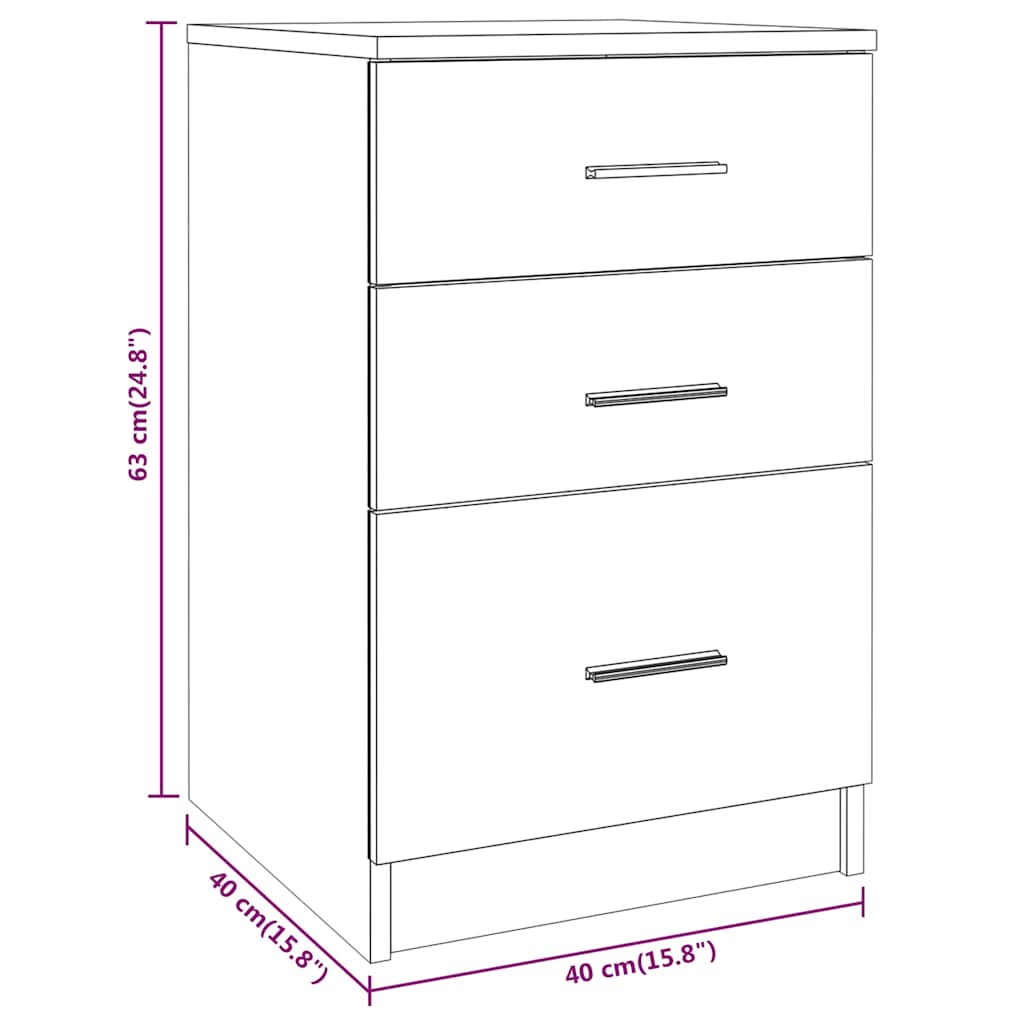 Bed Cabinet Smoked Oak 40x40x63 cm Engineered Wood