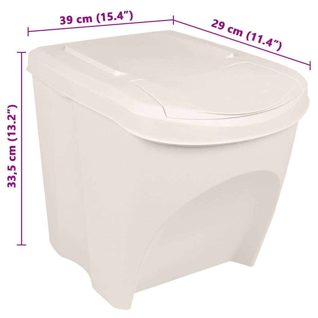 Stackable Garbage Bin Boxes 3 pcs White 75 L Polypropylene