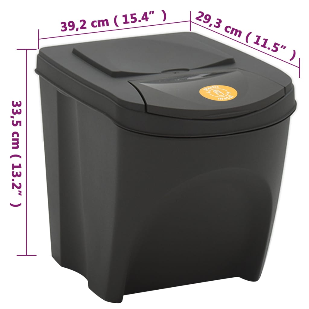 Stackable Garbage Bin Boxes 4 pcs Grey 100 L Polypropylene