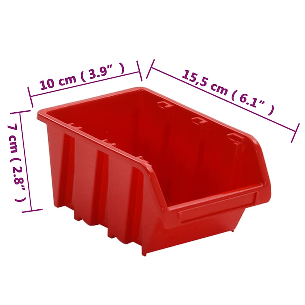 152203 vidaXL 30 Piece Workshop Shelf Set Red and Black 77x39cm Polypropylene