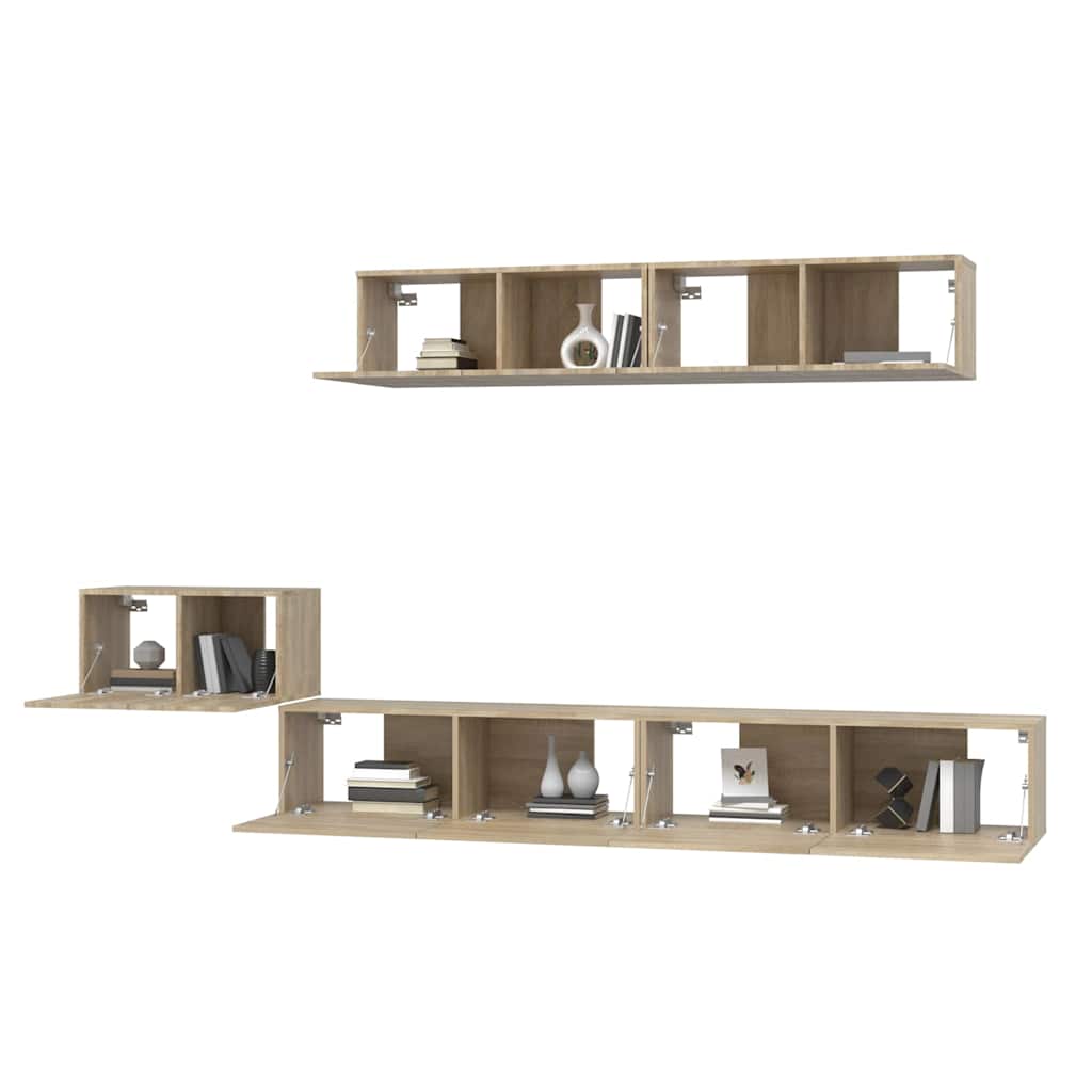 5 Piece TV Cabinet Set Sonoma Oak Engineered Wood