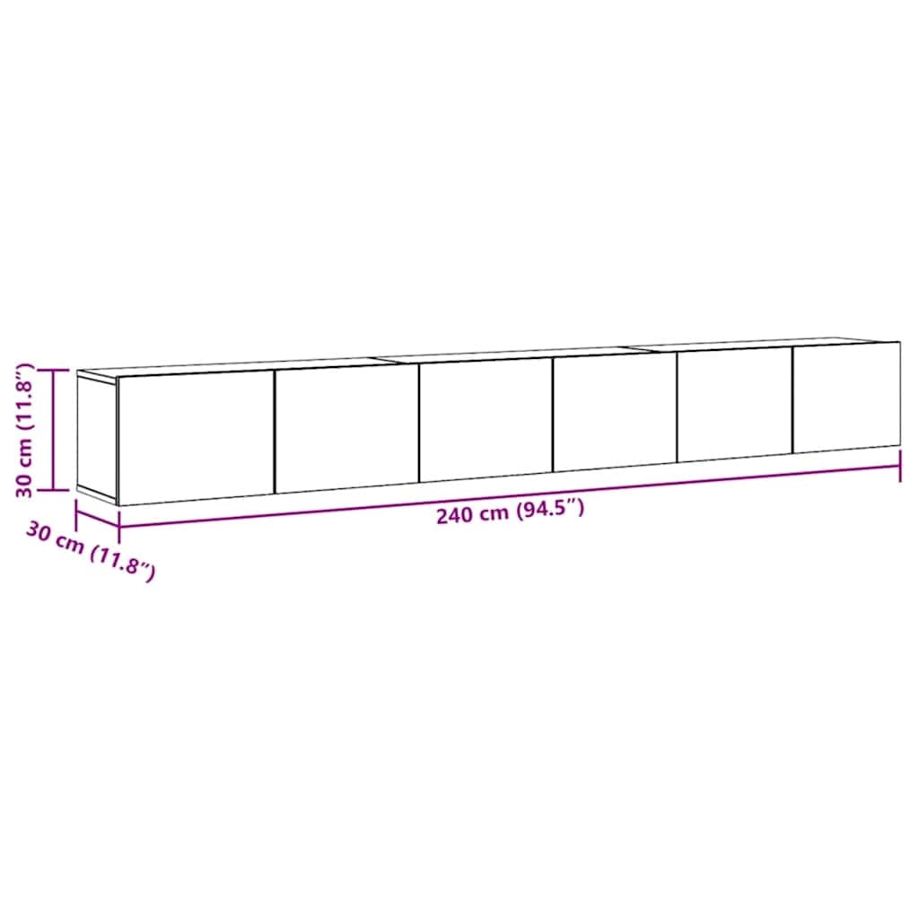 3 Piece TV Cabinet Set White Engineered Wood