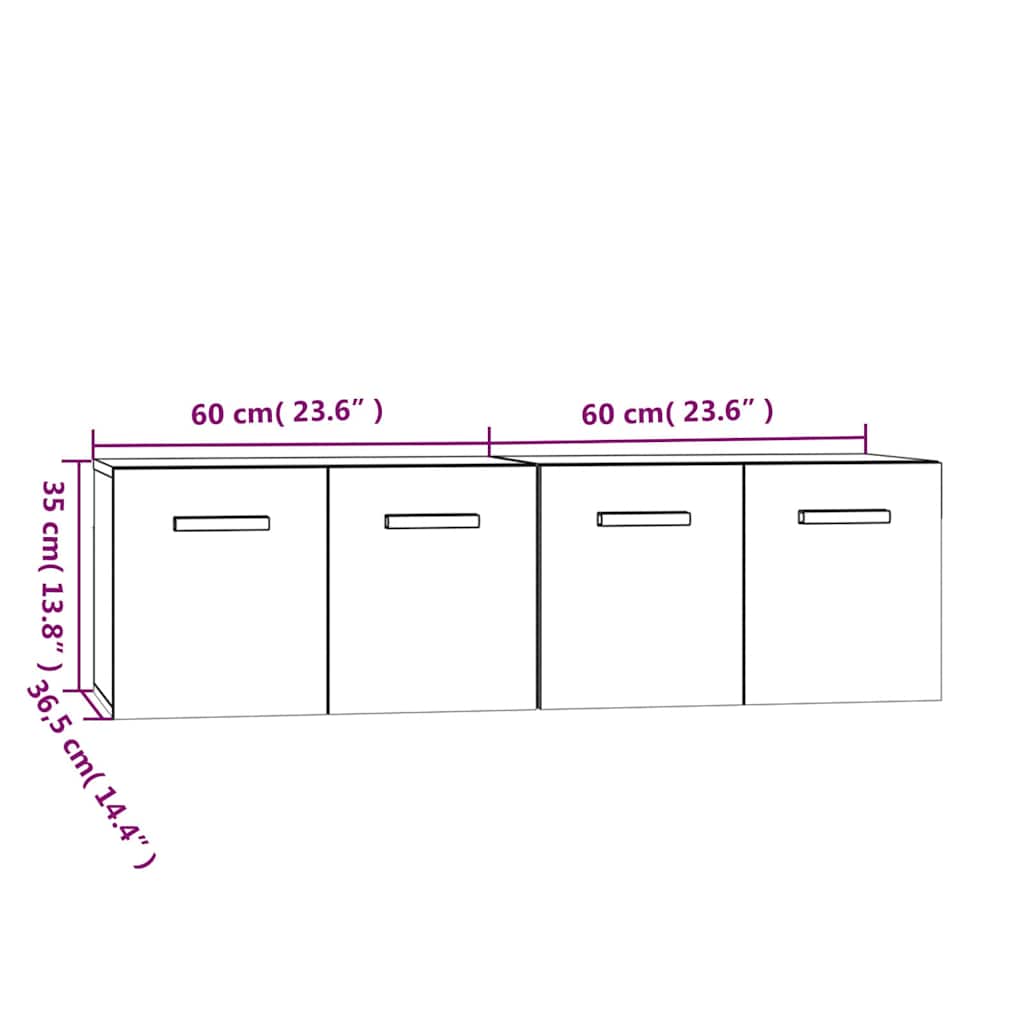 Wall Cabinets 2 pcs Sonoma Oak 60x36,5x35 cm Engineered Wood