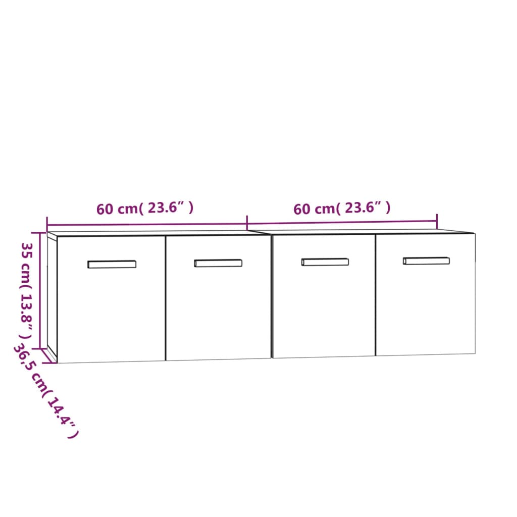 Wall Cabinets 2 pcs Concrete Grey 60x36,5x35 cm Engineered Wood