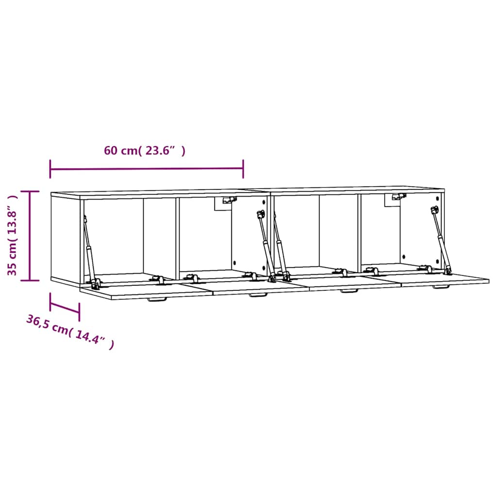 Wall Cabinets 2 pcs White 60x36,5x35 cm Engineered Wood