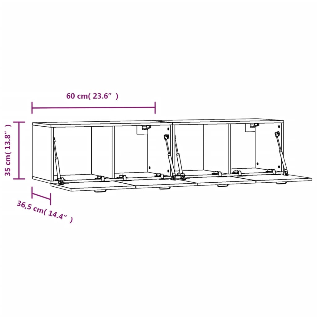 Wall Cabinets 2 pcs Concrete Grey 60x36.5x35 cm Engineered Wood