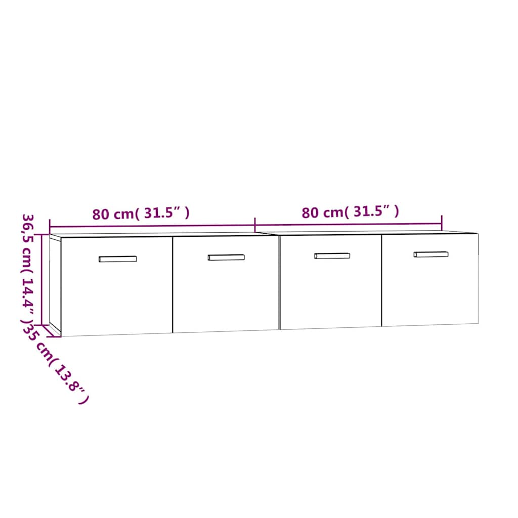Wall Cabinets 2 pcs Sonoma Oak 80x35x36,5 cm Engineered Wood