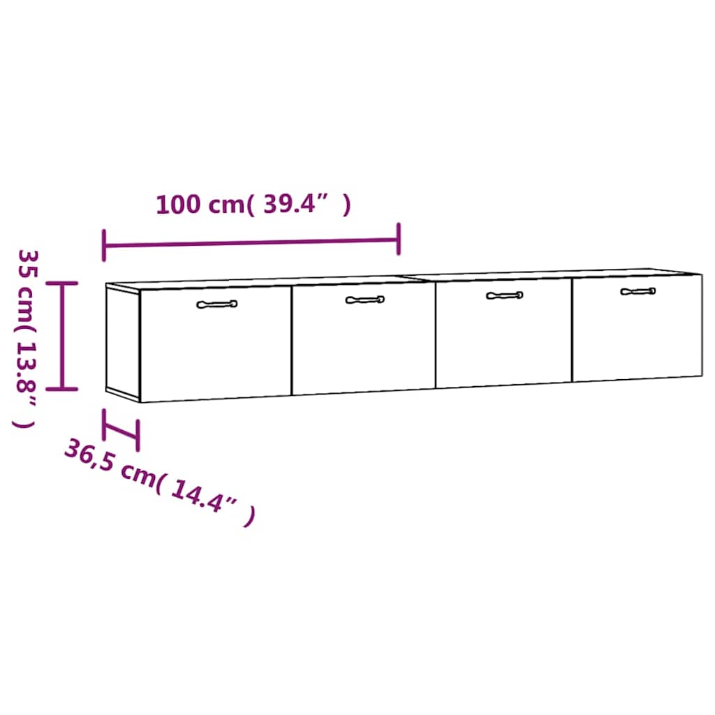 Wall Cabinets 2 pcs Smoked Oak 100x36,5x35 cm Engineered Wood