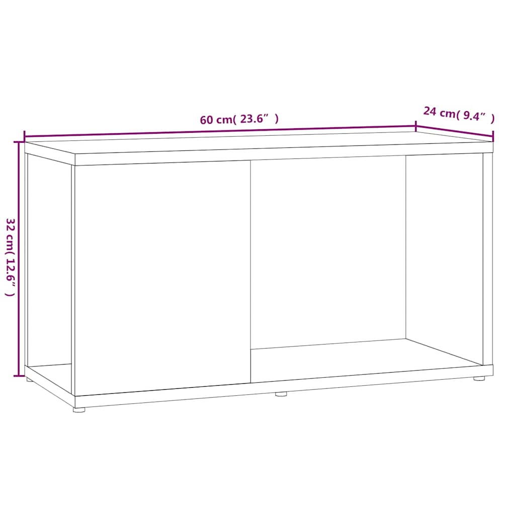 TV Cabinet Smoked Oak 60x24x32cm Engineered Wood