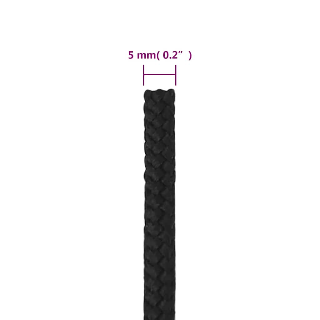 Boat Rope Full Black 5 mm 100 m Polypropylene