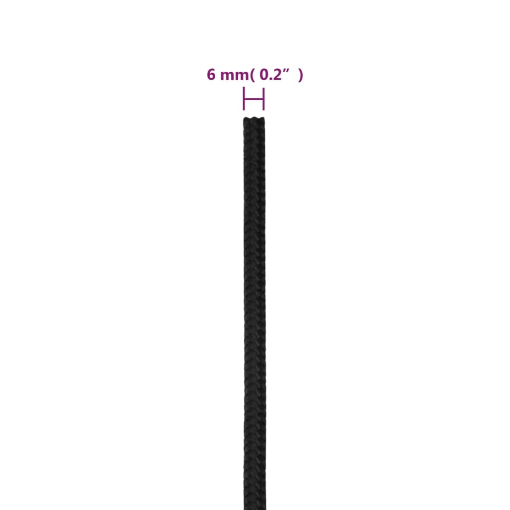 Boat Rope Full Black 6 mm 250 m Polypropylene