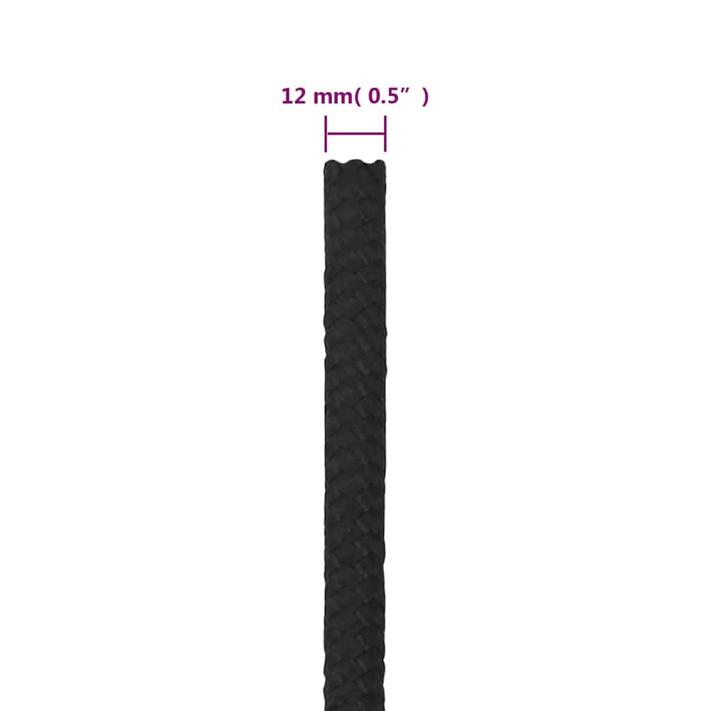 Boat Rope Full Black 12 mm 50 m Polypropylene
