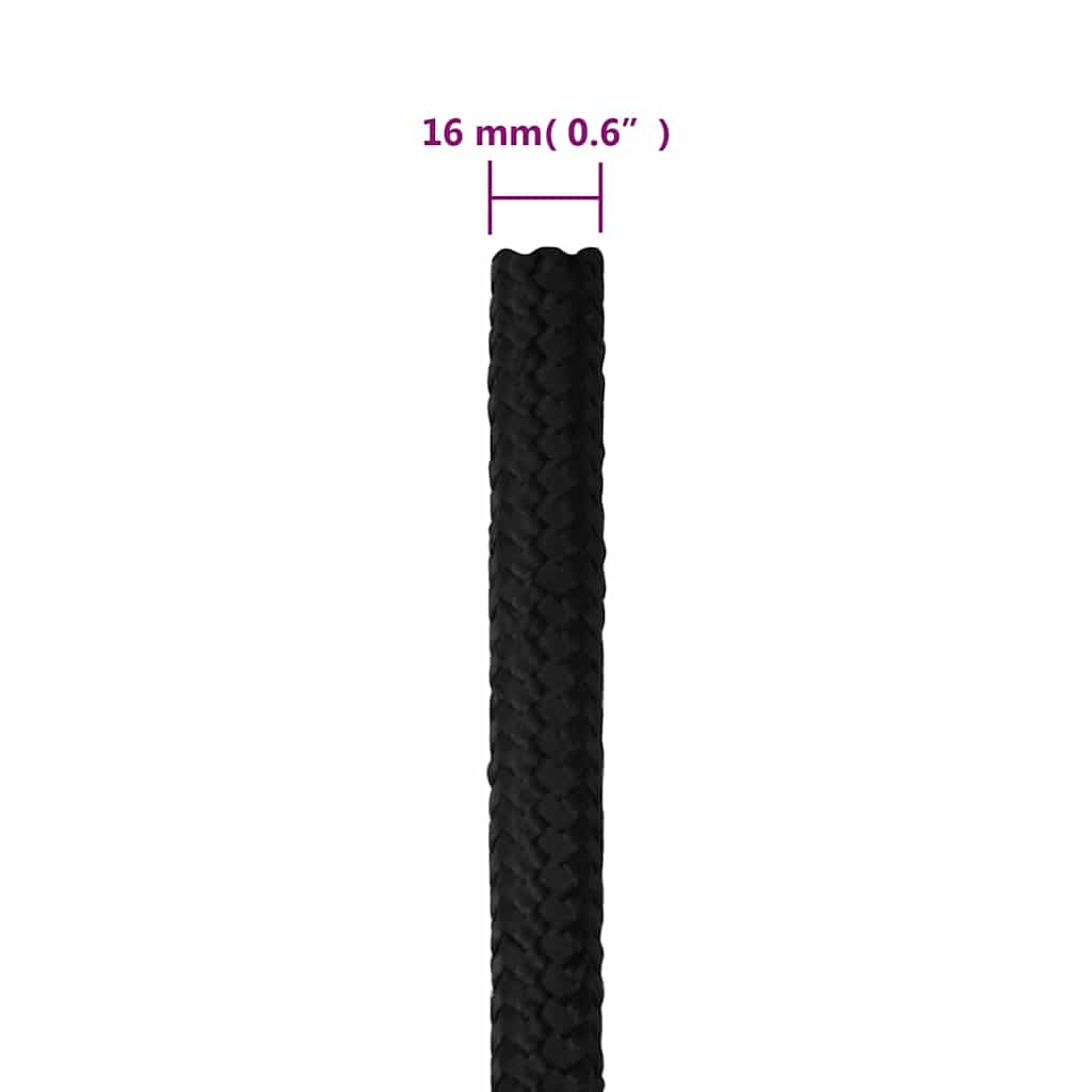 Boat Rope Full Black 16 mm 25 m Polypropylene