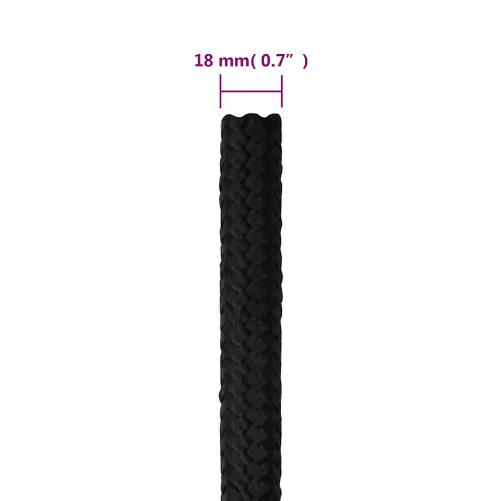 Boat Rope Full Black 18 mm 25 m Polypropylene