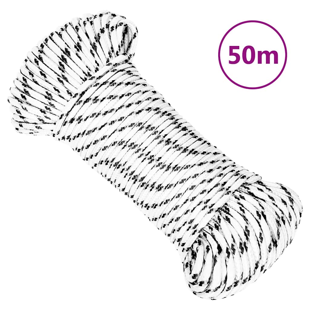 Braided Boat Rope White 5 mmx50 m Polyester