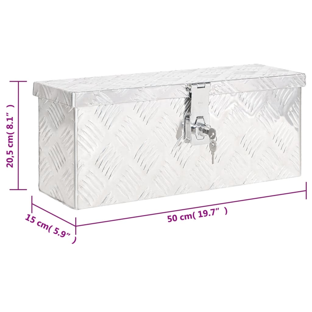 vidaXL Storage Box Silver 50x15x20.5 Aluminium