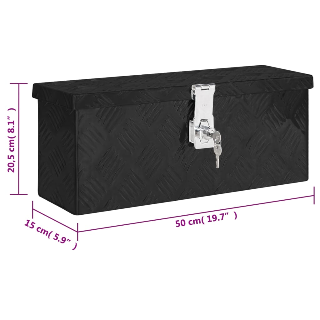 vidaXL Storage Box Black 50x15x20.5 Aluminium