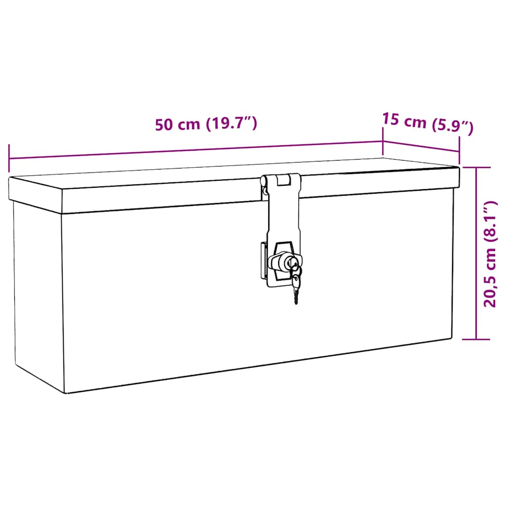 Storage Box Black 50x15x20.5 Aluminium