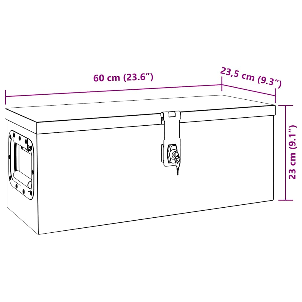 152249 vidaXL Storage Box Black 60x23,5x23 cm Aluminium
