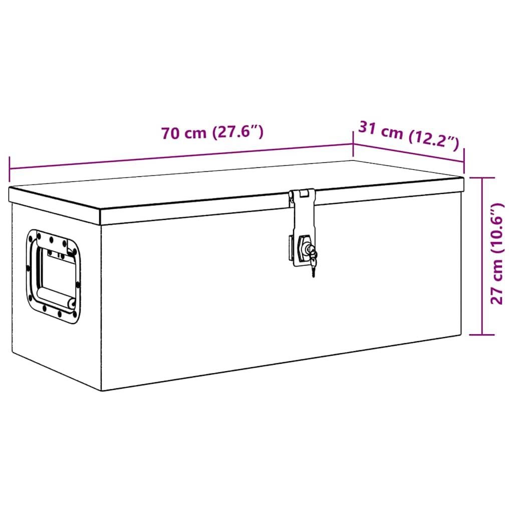152250 vidaXL Storage Box Silver 70x31x27 cm Aluminium