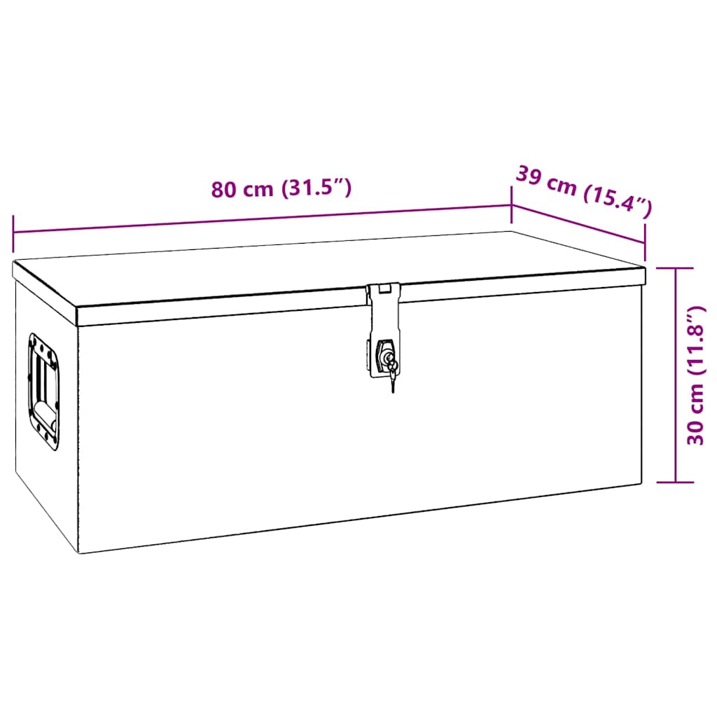 152252 vidaXL Storage Box Silver 80x39x30 cm Aluminium