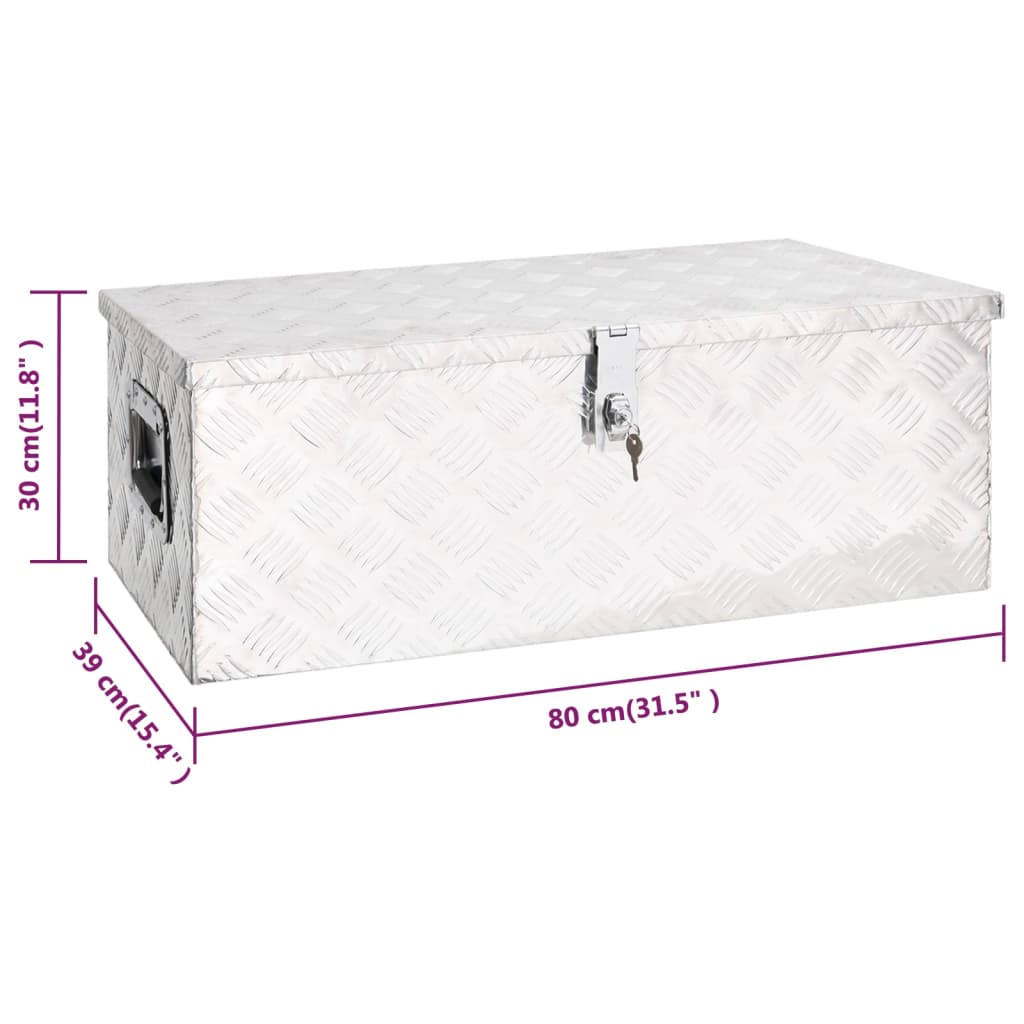 vidaXL Storage Box Silver 80x39x30 cm Aluminium