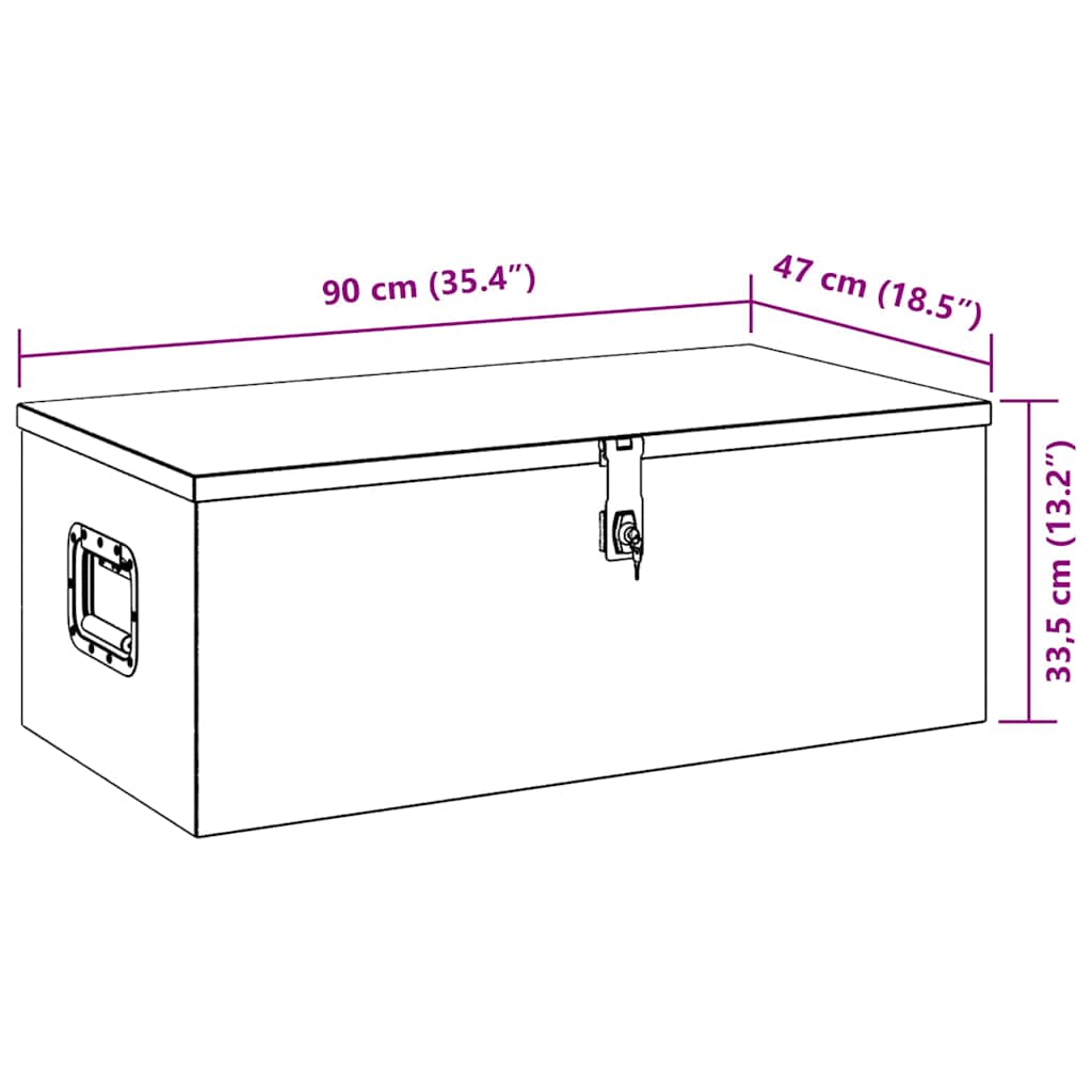 Storage Box Black 90x47x33,5 cm Aluminium
