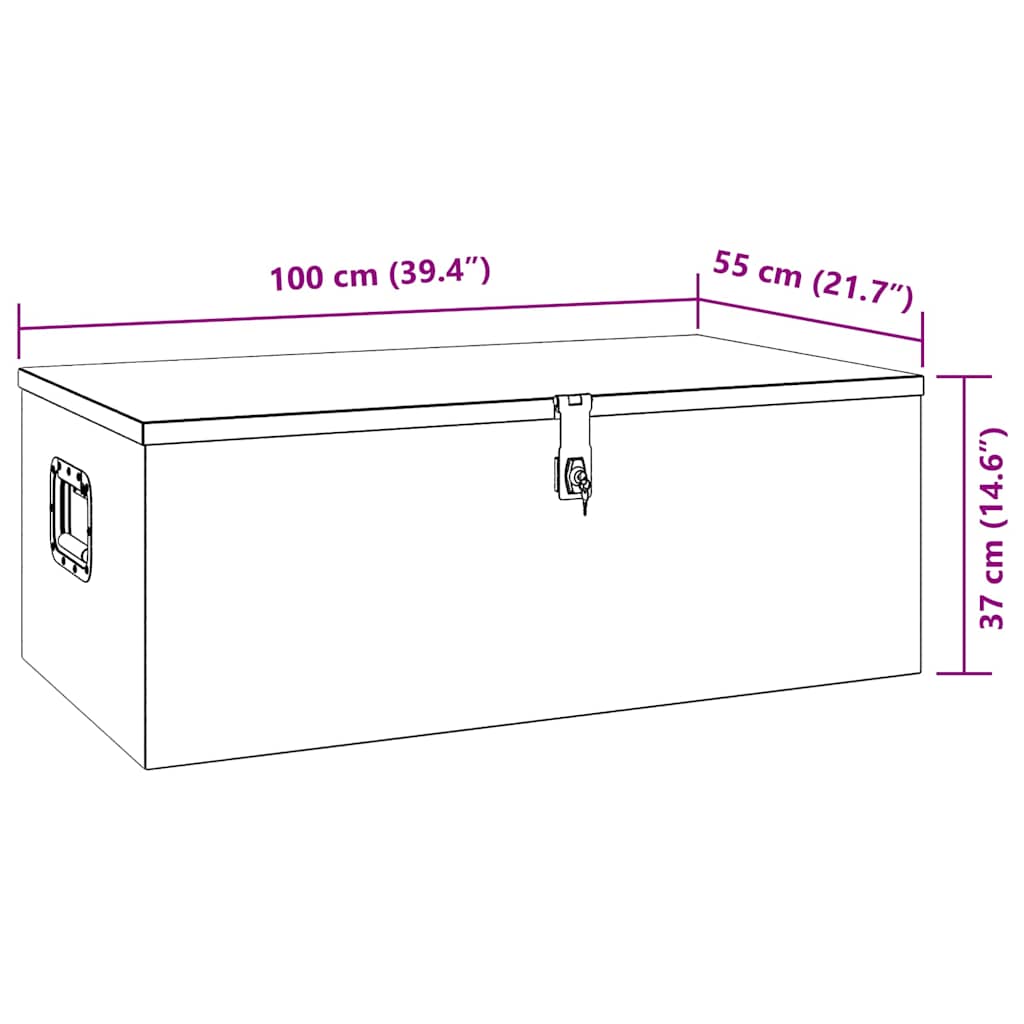 Storage Box Black 100x55x37 cm Aluminium