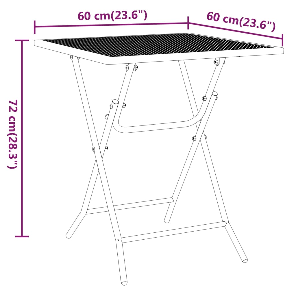 Garden Dining Set | Anthracite | Expanded metal mesh | Small | Foldable